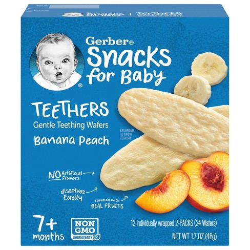 Gerber Teethers Banana Peach Baby Snacks - 12ct/1.7oz Total - image 1 of 4