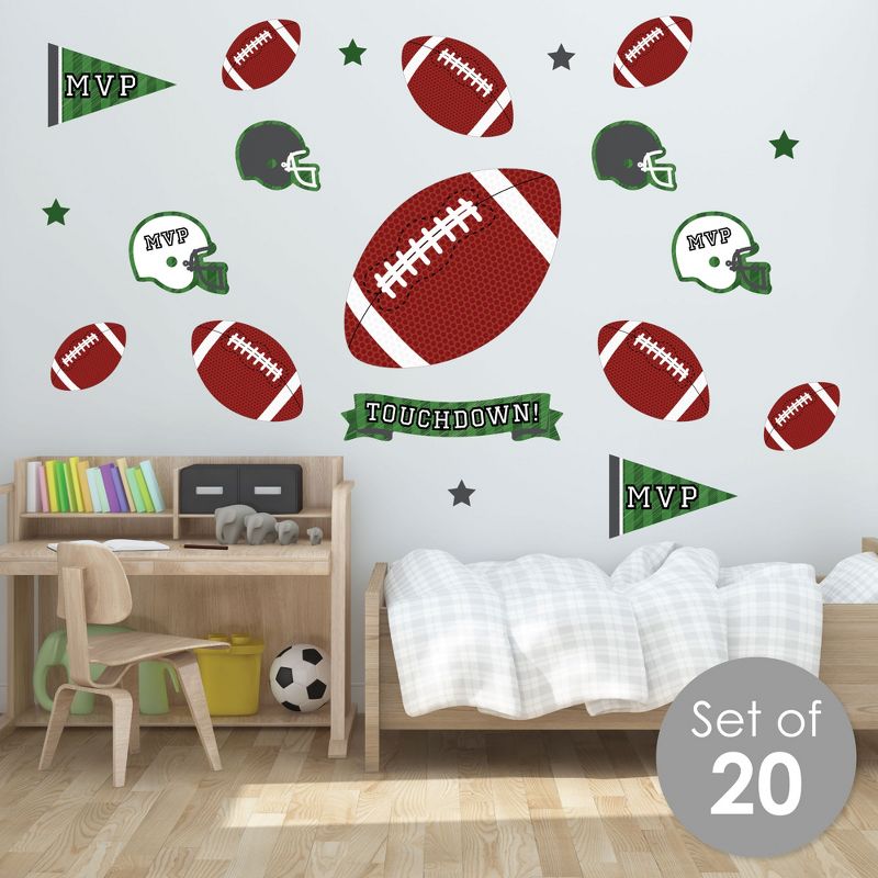 Big Dot of Happiness End Zone - Football - Peel and Stick Sports Decor Vinyl Wall Art Stickers - Wall Decals - Set of 20, 2 of 9