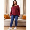 Agnes Orinda Women's Plus Size Long Sleeve V Neck Loose Fashion Buttons Tunic Blouse - 3 of 4