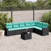 vidaXL 8 Piece Patio Sofa Set with Cushions Black Poly Rattan - 2 of 4