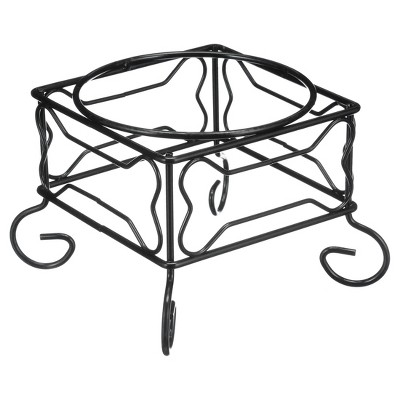 Medium Black Wrought Iron Stand with Stainless Steel Bowl