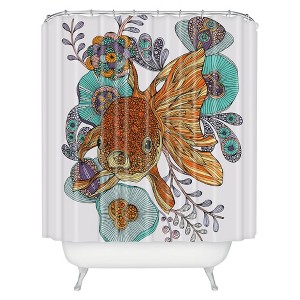 Little Fish Shower Curtain Orange/Green - Deny Designs: Polyester Microfiber, Machine Washable, Buttonhole Top - 1 of 4