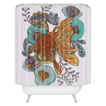 Little Fish Shower Curtain Orange/Green - Deny Designs
