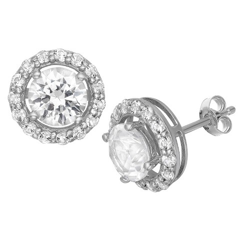 White sapphire stud earrings store white gold