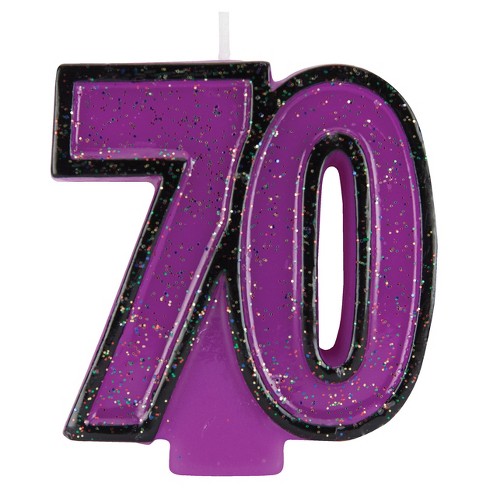 70th Birthday Glitter Candle Target