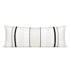 Sweet Jojo Designs Neutral Unisex Body Pillow Cover (Pillow Not Included) 54in.x20in. Boho Geometric Striped Lines Black and White - 1 of 4