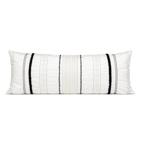 Sweet Jojo Designs Neutral Unisex Body Pillow Cover (Pillow Not Included) 54in.x20in. Boho Geometric Striped Lines Black and White - image 1 of 4