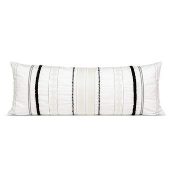 Sweet Jojo Designs Neutral Unisex Body Pillow Cover (Pillow Not Included) 54in.x20in. Boho Geometric Striped Lines Black and White