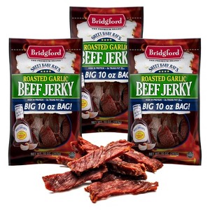 Bridgford Sweet Baby Ray’s Beef Jerky Roasted Garlic 10 oz - High Protein Beef Jerky for Your Dietary Preferences & On-the-Go Snacking - 1 of 4