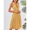 Coolmee Women's Summer Boho Floral Sundress Sleeveless Halter Neck  Ruffle Mini Dresses with Pocket - 3 of 4
