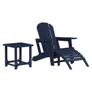 WestinTrends Azura 3-Piece HDPE Plastic Adirondack Patio Chairs With 18" Square Side Table Set - 1 of 4
