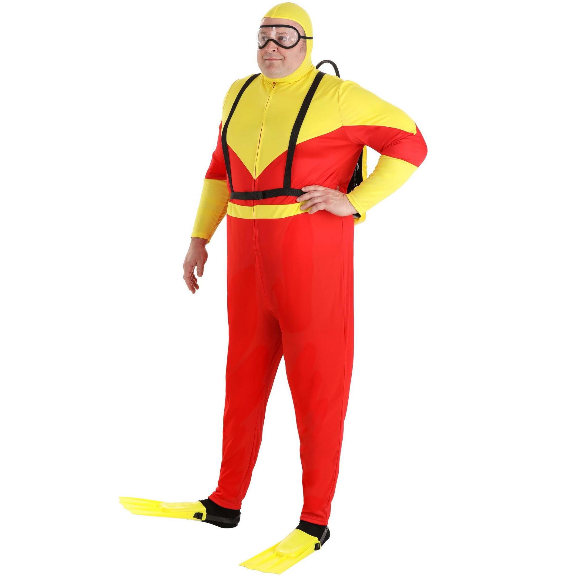 HalloweenCostumes.com 4X  Men  Plus Size Sunny Scuba Diver Costume | Adult Occupation Costumes, Yellow/Black/Red