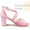 Perphy Women's Criss Cross Strap Faux Velvet Open Toe Block Heel Sandals - 4 of 4
