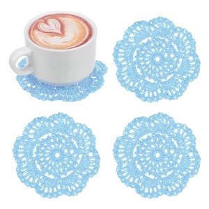 Unique Bargains Round Handmade Crochet Cotton Cup Coaster Placemats Home Decoration - 1 of 4