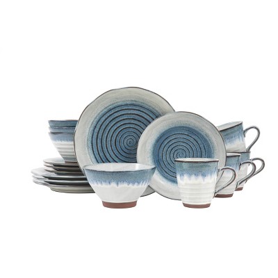 16pc Stoneware Talia Dinnerware Set Blue - Sango