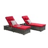 NicBex Outdoor Chaise Lounge Set of 2 with Storage, Side Table & Adjustable Backrest, Rattan Recliners with Cushions for Patio, Pool, Red - 2 of 4