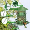 Wild Bird Feeder, Squirrel-Proof Chew-Proof Metal Bird Seed Feeder Outdoor Hanging Bird Feeder With 360¡ã Circular Perches Water Cups For Yard Garden - 4 of 4