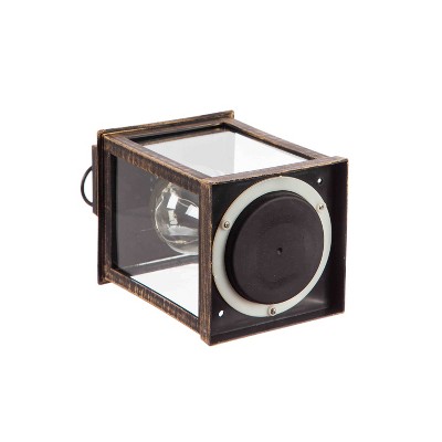 8.5" Black and Brushed Gold Battery Operated Lantern Set