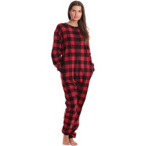 Just Love Womens One Piece Buffalo Plaid Adult Bodysuit Pajamas - 1 of 3