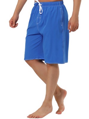 TATT 21 Men's Summer Solid Color Drawstring Elastic Waist Beach Board Shorts Royal Blue 28 — фото 4