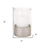 HomeRoots Set of Two Clear and Silver Glass Geometric Tabletop Pillar Candle Holders - 4 of 4