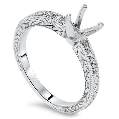 Pompeii3 1/10ct Vintage Diamond Ring Setting 14K White Gold