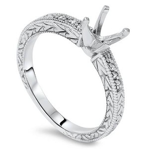 Pompeii3 1/10ct Vintage Diamond Ring Setting 14K White Gold - 1 of 4
