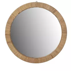 Vintiquewise Natural Creative Hanging Rattan Wall Mirror Round Shape for Living Room, Dining Room or Playroom