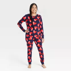 Women's Valentine's Day Hearts Matching Family Pajama Set - Navy XL