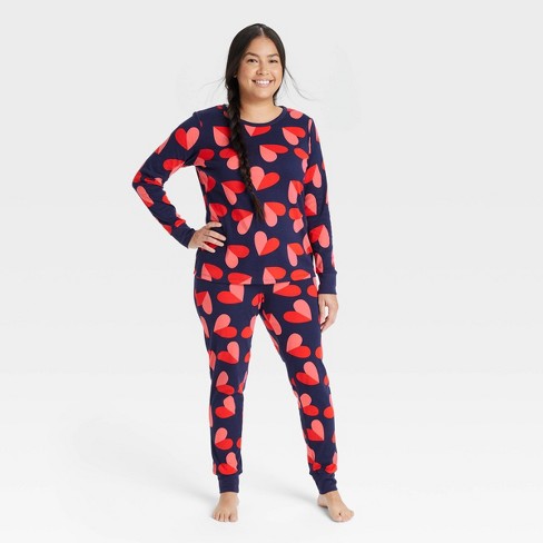Women's Valentine's Day Hearts Matching Family Pajama Set - Navy - image 1 of 2