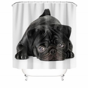 Black Pug Shower Curtains for Bathroom Waterproof Fabric Bath Curtain Durable Soft Stylish Bathroom Decor 72x72 Inch - 1 of 1