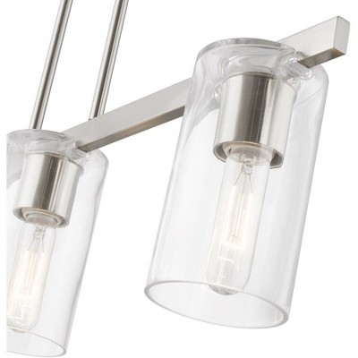 Clarion Brushed Nickel 3-Light Linear Chandelier with Clear Glass