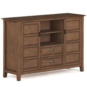 54" Solid Wood Tall Transitional TV Media Stand with Two Central Drawers, Ladder Framed Doors and Cord Management for Living Room and Bedroom - 1 of 4