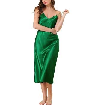 cheibear Women's V-Neck Satin Pajamas Silky Nightgowns