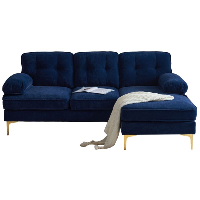 83" Modern Velvet Upholstered Sectional Sofas Couch-ModernLuxe, 4 of 11