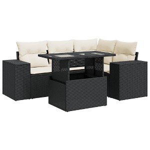 vidaXL Garden Sofa Set Black, Cream white - 1 of 4