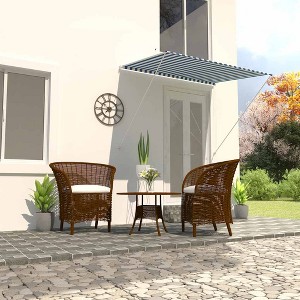 VidaXL Retractable Awning 78.7"x59.1" Blue and White - 1 of 4