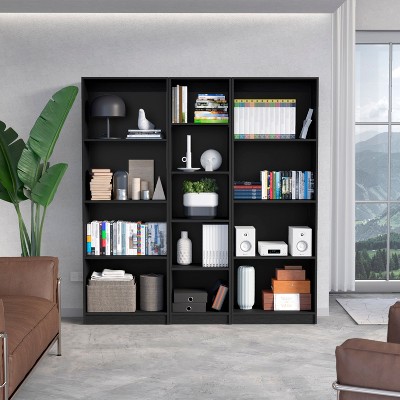 NicBex Bookcases for Home Office 3 Piece Bookcase Set 67" Wide Storage Cabinet Bookshelf with 13 Shelves and 2 Doors for Living Room