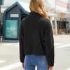 Coolmee Women's Zipper Front Cardigans Long Sleeve Plush Patchwork Solid Coats Casual Fashion Fall Warm Cardigans Outerwear L Black - 3 of 4
