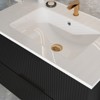 Gulches 36 inch Black Wall Mounted Floating Fluted Bathroom Vanity with Ceramic Sink - 4 of 4