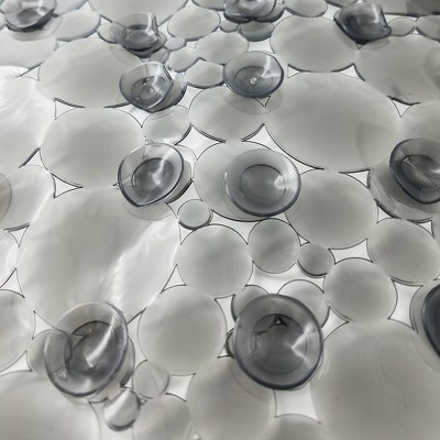 Gray PVC Non-Slip Square Shower Mat with Bubble Design