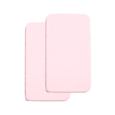 BreathableBaby All-in-One Fitted Sheet & Waterproof Cover, For 36" x 18" Cradle Mattress (2-Pack), Light Pink