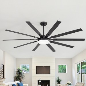 Airsurfer 72" Ceiling Fan with LED Light and Remote Black Ceiling Fan with Memory Function 10 Plywood Blades 6 Speed Reversible Quiet DC Motor - 1 of 4