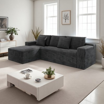 104" Cloud Corduroy L-Shaped Sectional Sofa with Chaise