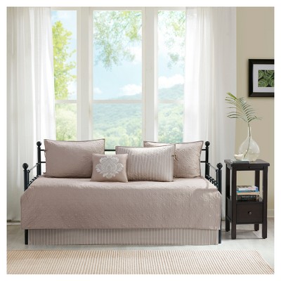 Gray Cotton Twin Reversible Floral Daybed Set