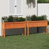 vidaXL Garden Planters with Legs - Wax Brown Solid Pine Wood - 2 Pcs - Outdoor Flower Boxes for Patios, Gardens, Balconies - 43.3"x12.2"x27.6" - 2 of 4
