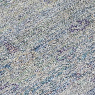 HomeRoots 3' X 5' Plum And Silver Oriental Washable Indoor Outdoor Area Rug