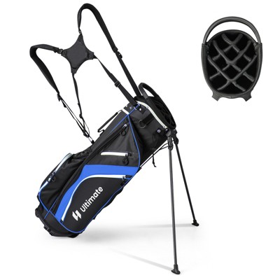 Tangkula 14-Way Top Divider Golf Bag with Stand Lightweight Golf Stand Bag with Dual Shoulder Straps Blue/Grey/Red