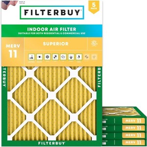 Filterbuy 22x24x1 Air Filter (5-Pack), Pleated MERV 11 Allergen Defense Replacement HVAC AC Furnace Filters (Actual Size: 21.50 x 23.50 x 0.75) - 1 of 4