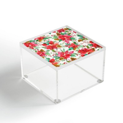 Ninola Design Poinsettia Holiday Flowers 4" x 4" Acrylic Box - Deny Designs